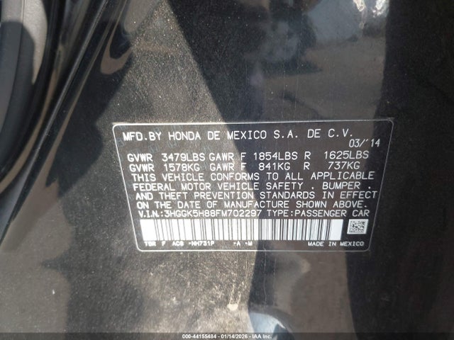 3HGGK5H88FM702297 Honda Fit Ex/ex-l