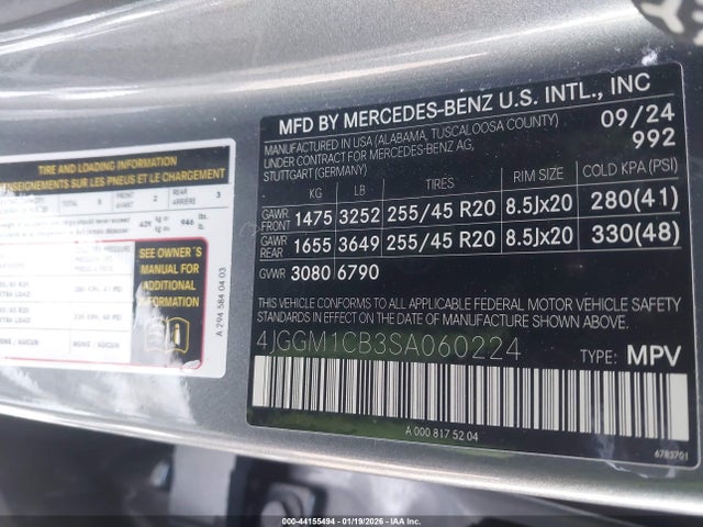 4JGGM1CB3SA060224 Mercedes-Benz Eqe 350 Suv 4matic