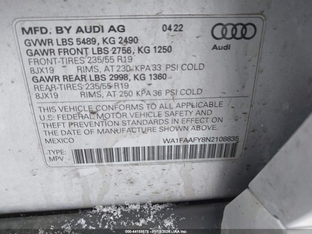 2022 AUDI Q5 WA1FAAFY8N2108835 Photo 8