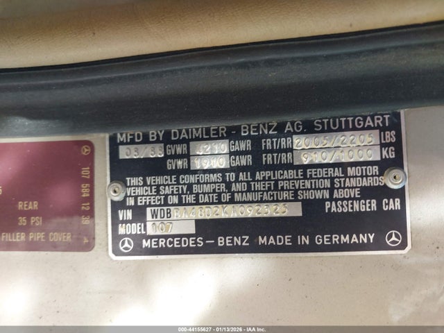 1989 MERCEDES-BENZ 560 WDBBA48D2KA092325 Photo 8