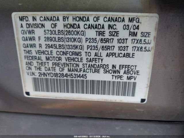 2004 ACURA MDX 2HNYD18284H531445 Photo 8