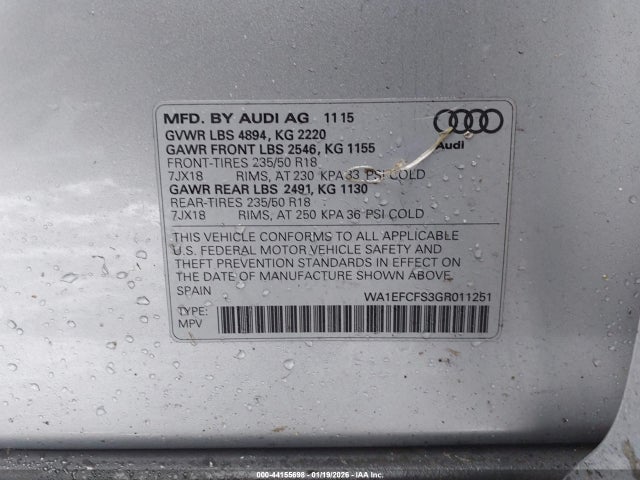 2016 AUDI Q3 WA1EFCFS3GR011251 Photo 8