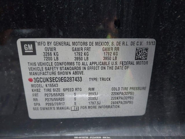 2014 CHEVROLET SILVERADO 1500 3GCUKSEC9EG287433 Photo 8