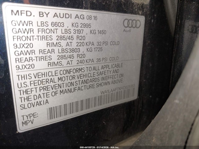 WA1LAAF7XHD025183 Audi Q7 3.0t Premium