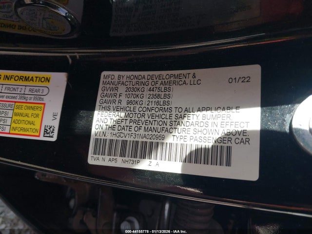 1HGCV1F31NA020959 Honda Accord Sport