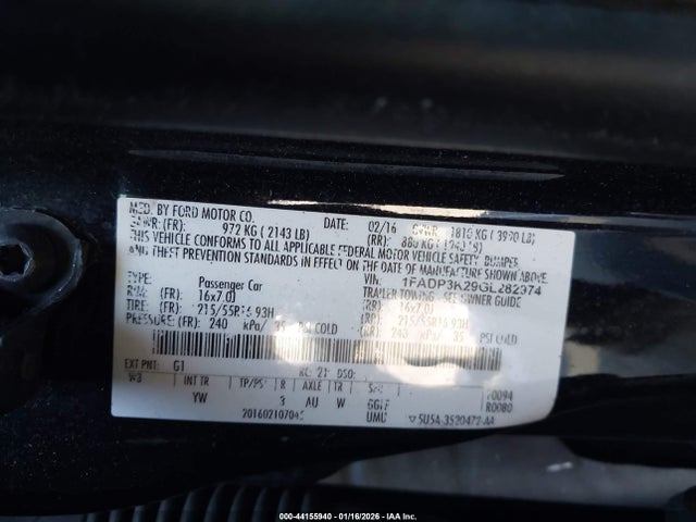 Aukcja sprzedaży 2016 Ford Focus Se, vin: 1FADP3K29GL282974, numer aukcji: 44155940