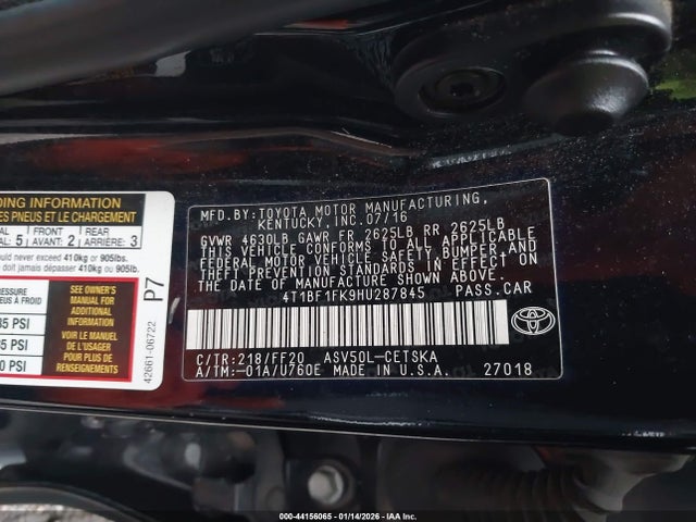 Toyota CAMRY SE 2017 4T1BF1FK9HU287845 Image 9