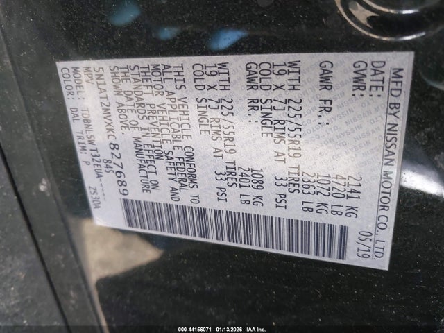 Nissan Rogue Sl 2019 5N1AT2MVXKC827689 Image 9