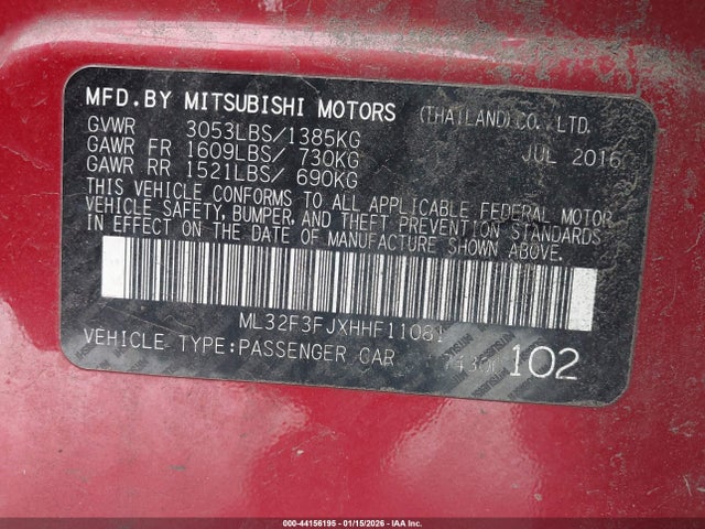 2017 MITSUBISHI MIRAGE G4 ML32F3FJXHHF11081 Photo 8