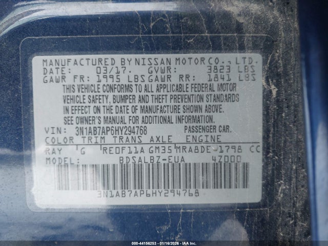 3N1AB7AP6HY294768 Nissan SENTRA S
