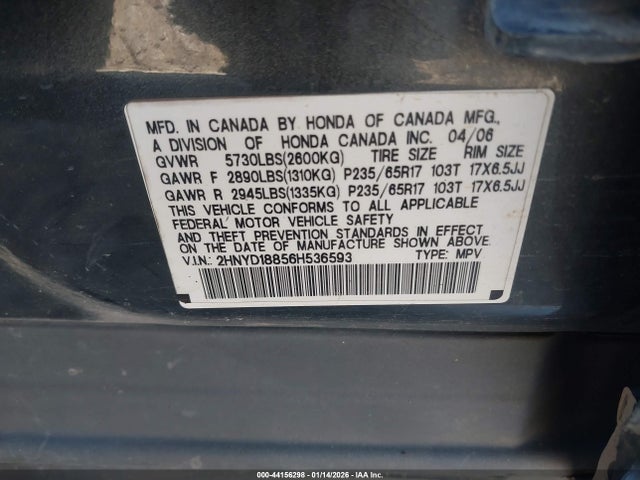 2006 ACURA MDX 2HNYD18856H536593 Photo 8