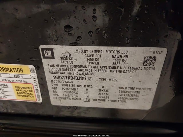 Aukcja sprzedaży 2013 Gmc Acadia Denali, vin: 1GKKVTKD4DJ157921, numer aukcji: 44156321