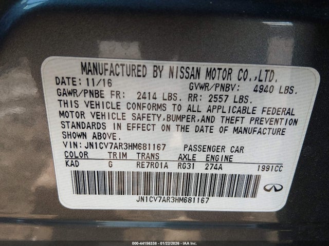 2017 INFINITI Q50 JN1CV7AR3HM681167 Photo 8