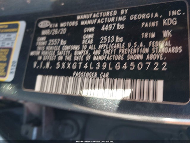 5XXGT4L39LG450722 KIA Optima Lx