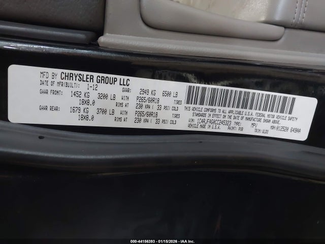 Aukcja sprzedaży 2012 Jeep Grand Cherokee Laredo, vin: 1C4RJFAG0CC245323, numer aukcji: 44156393