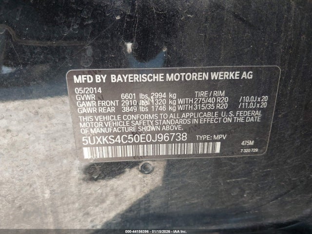 Продаж на аукціоні авто 2014 Bmw X5 Xdrive35d, vin: 5UXKS4C50E0J96738, номер лоту: 44156396