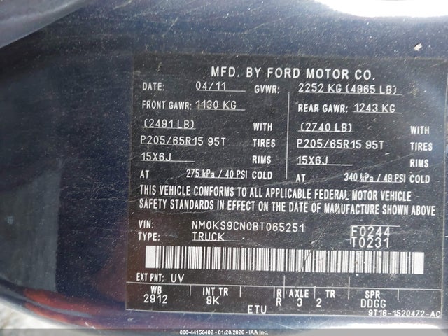 2011 FORD TRANSIT CONNECT NM0KS9CN0BT065251 Photo 8