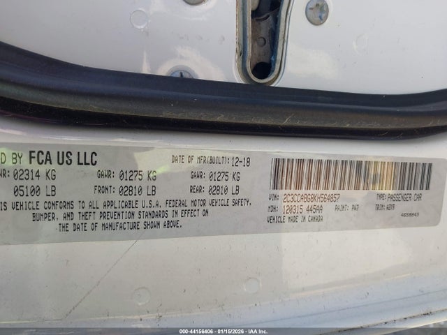 Продаж на аукціоні авто 2019 Chrysler 300, vin: 2C3CCABG8KH564857, номер лоту: 44156406
