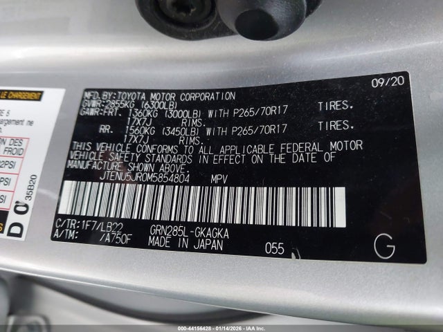 JTENU5JR0M5854804 Toyota 4runner Sr5 Premium