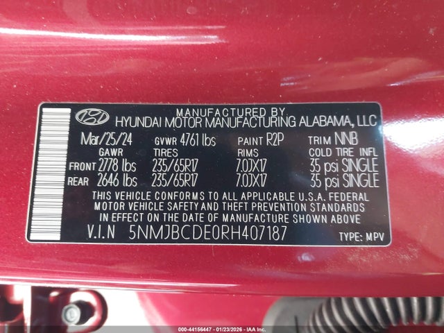 2024 HYUNDAI TUCSON 5NMJBCDE0RH407187 Photo 8