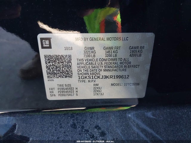Продажа на аукционе авто 2019 Gmc Yukon Denali, vin: 1GKS1CKJ3KR199612, номер лота: 44156545