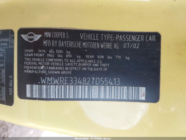 2002 MINI COOPER S WMWRE33482TD55413 Photo 8