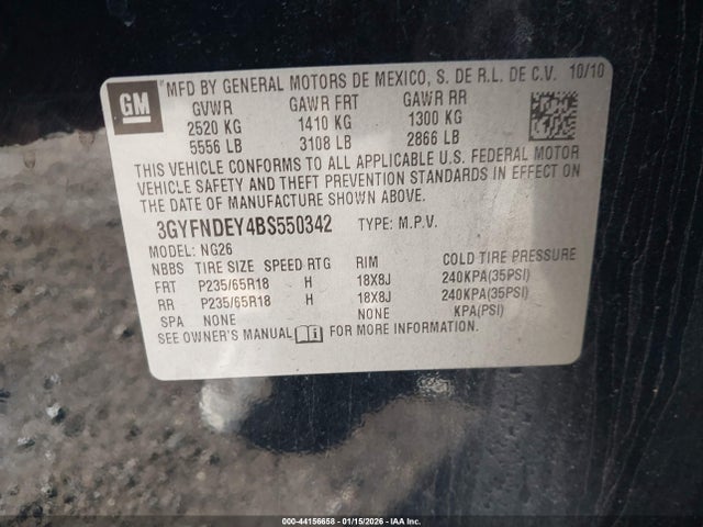 2011 CADILLAC SRX 3GYFNDEY4BS550342 Photo 8