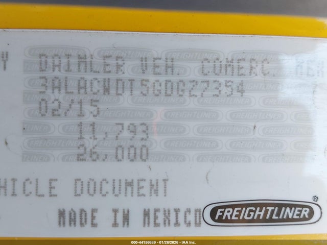44156689 :رقم المزاد ، 3ALACWDT5GDGZ7354 vin ، 2016 Freightliner M2 106 Medium Duty مزاد بيع