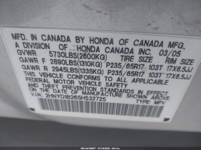 2005 ACURA MDX 2HNYD18265H532725 Photo 8