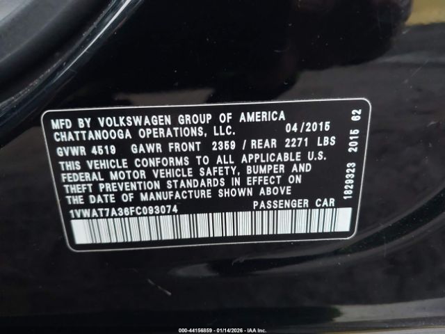 2015 VOLKSWAGEN PASSAT 1VWAT7A36FC093074 Photo 8