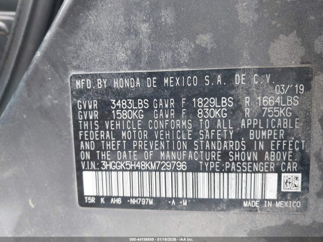 2019 HONDA FIT 3HGGK5H48KM729796 Photo 8