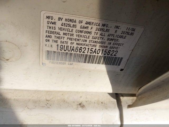 2005 Acura Tl მანქანა იყიდება აუქციონზე, vin: 19UUA66215A015622, აუქციონის ნომერი: 44156906