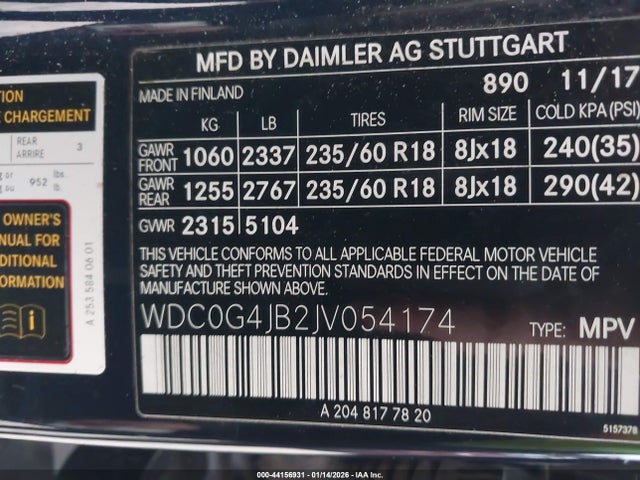 WDC0G4JB2JV054174 Mercedes-Benz GLC 300