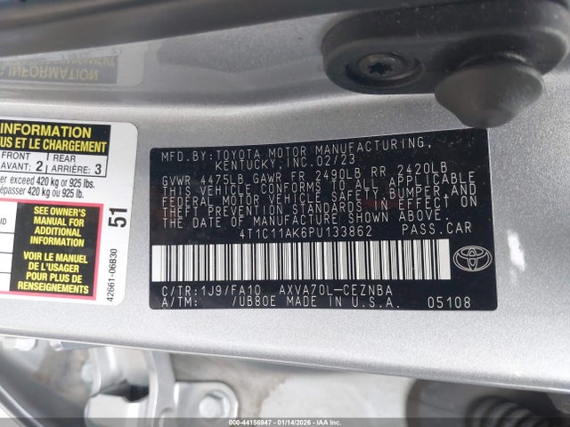 2023 TOYOTA CAMRY 4T1C11AK6PU133862 Photo 8