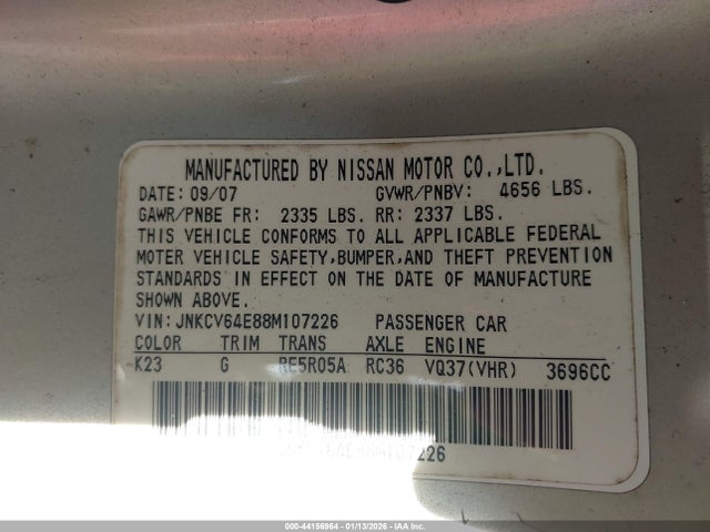 2008 INFINITI G37 JNKCV64E88M107226 Photo 8