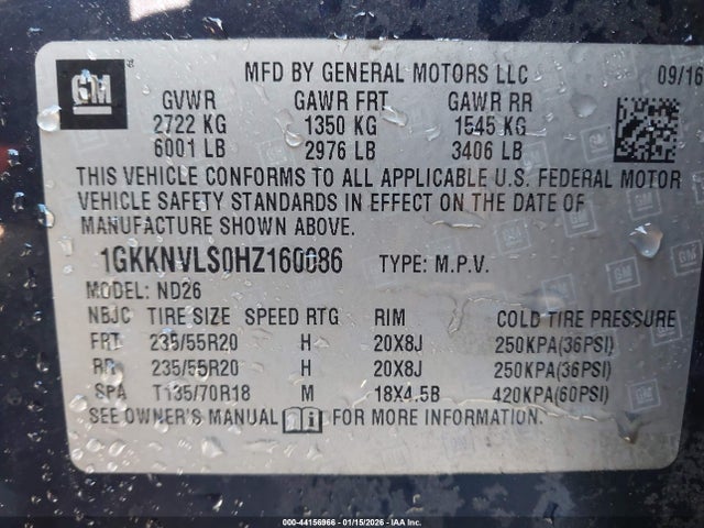 2017 Gmc Acadia Slt-1 მანქანა იყიდება აუქციონზე, vin: 1GKKNVLS0HZ160086, აუქციონის ნომერი: 44156966