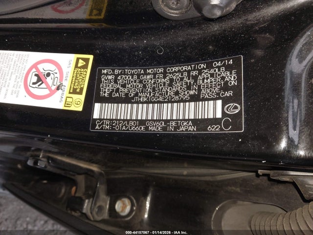 Aukcja sprzedaży 2014 Lexus Es 350, vin: JTHBK1GG4E2128795, numer aukcji: 44157067