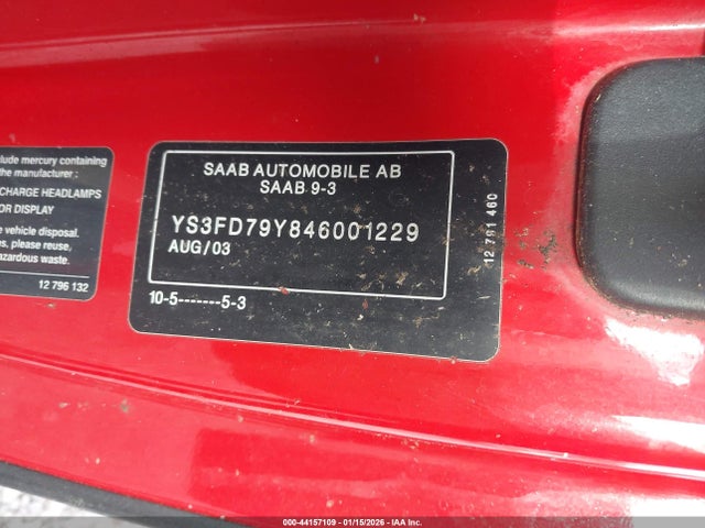 2004 SAAB 9-3 YS3FD79Y846001229 Photo 8