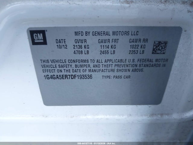 Продажа на аукционе авто 2013 Buick Lacrosse, vin: 1G4GA5ER7DF193536, номер лота: 44157116