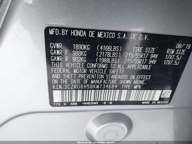 2019 HONDA HR-V 3CZRU6H58KM734684 Photo 8