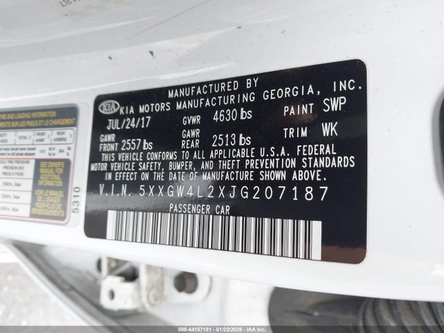 5XXGW4L2XJG207187 KIA Optima Sx Turbo