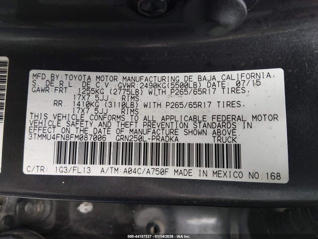 3TMMU4FN8FM087006 Toyota Tacoma Base V6