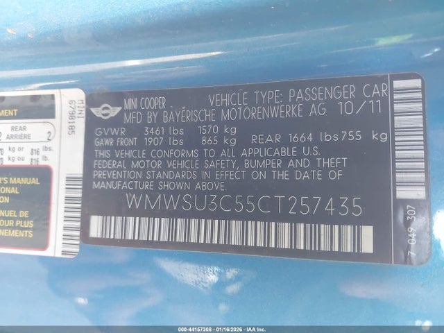 2012 MINI COOPER WMWSU3C55CT257435 Photo 8