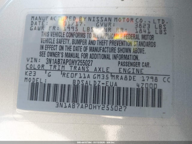 3N1AB7AP0HY255027 Nissan SENTRA SV