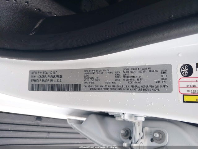 Продаж на аукціоні авто 2025 Ram 1500, vin: 1C6SRFJP9SN623546, номер лоту: 44157412