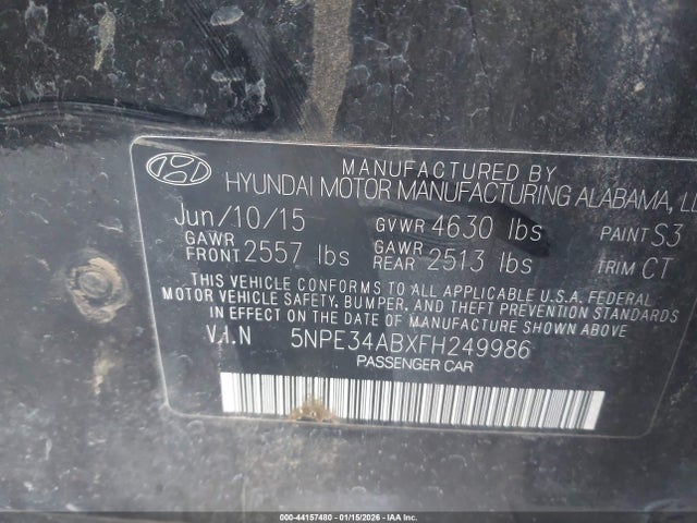 Aukcja sprzedaży 2015 Hyundai Sonata Limited 2.0t, vin: 5NPE34ABXFH249986, numer aukcji: 44157480