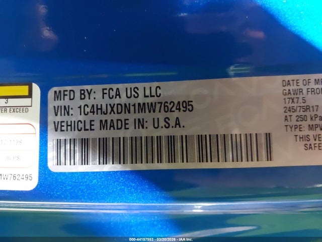 2021 JEEP WRANGLER UNLIMITED 1C4HJXDN1MW762495 Photo 8