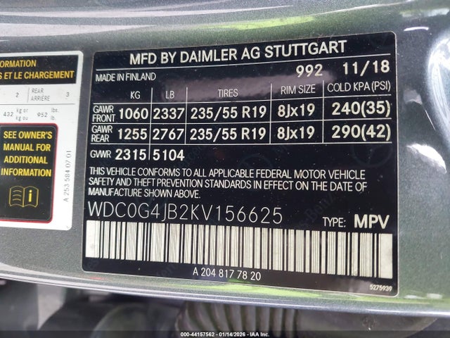 2019 MERCEDES-BENZ GLC 300 WDC0G4JB2KV156625 Photo 8