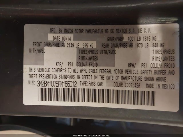 Aukcja sprzedaży 2015 Mazda Mazda3 I Sport, vin: 3MZBM1U75FM155012, numer aukcji: 44157610