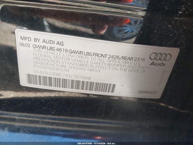 2004 AUDI A4 WAULC68E74A101668 Photo 8